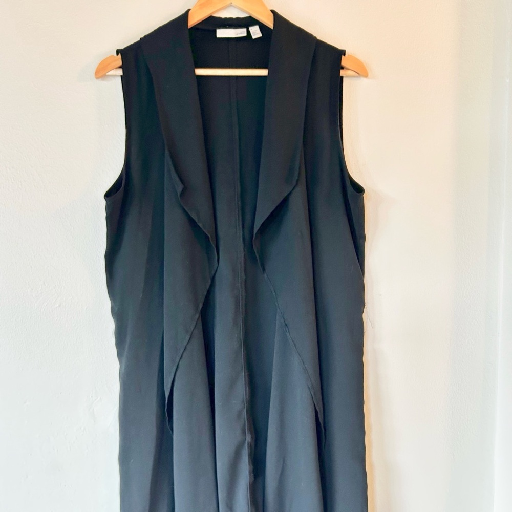 Sleeveless Black Drape Vest